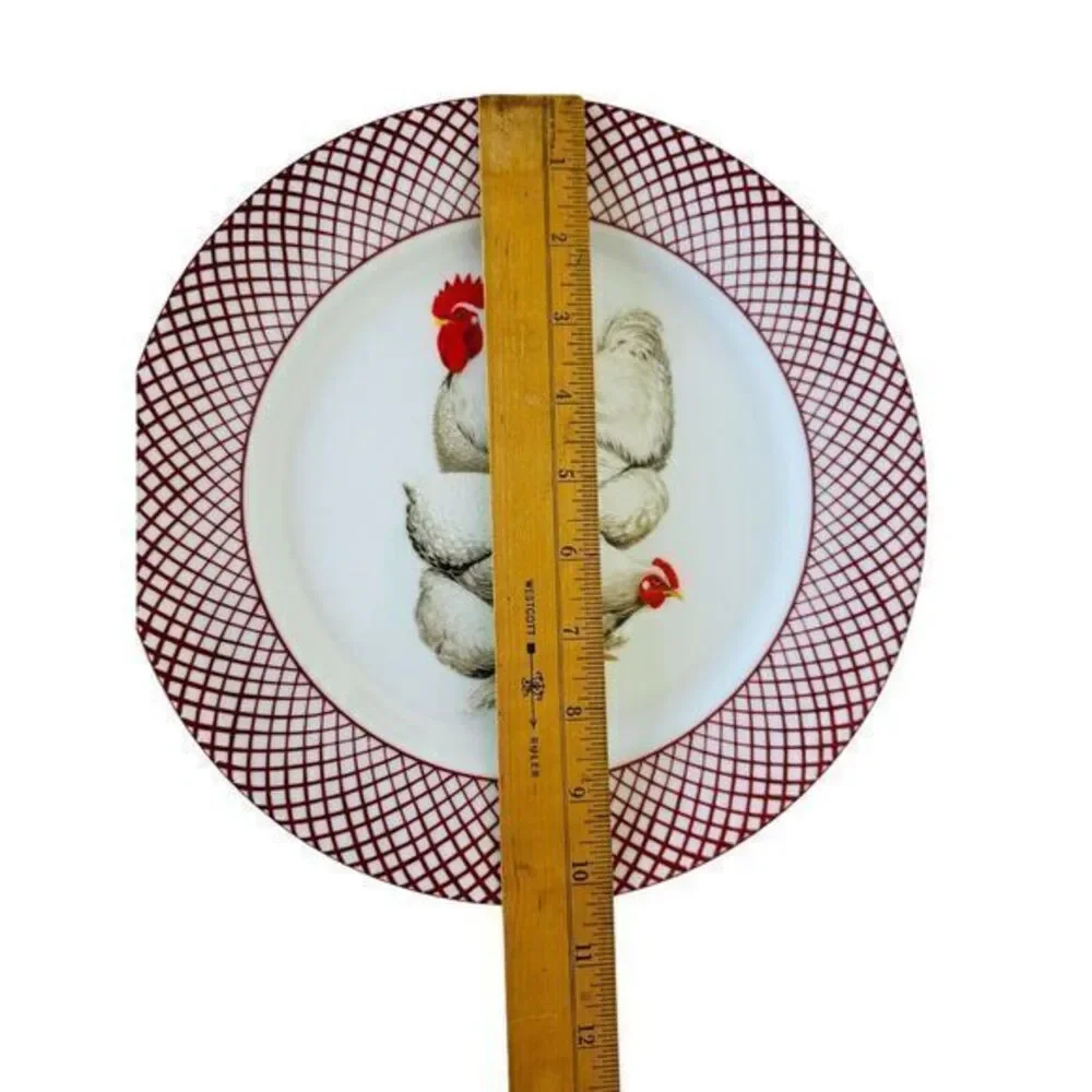 The Haldon Group Devonshire White Rooster & Hen Dinner Plate Country‎ Farmhouse